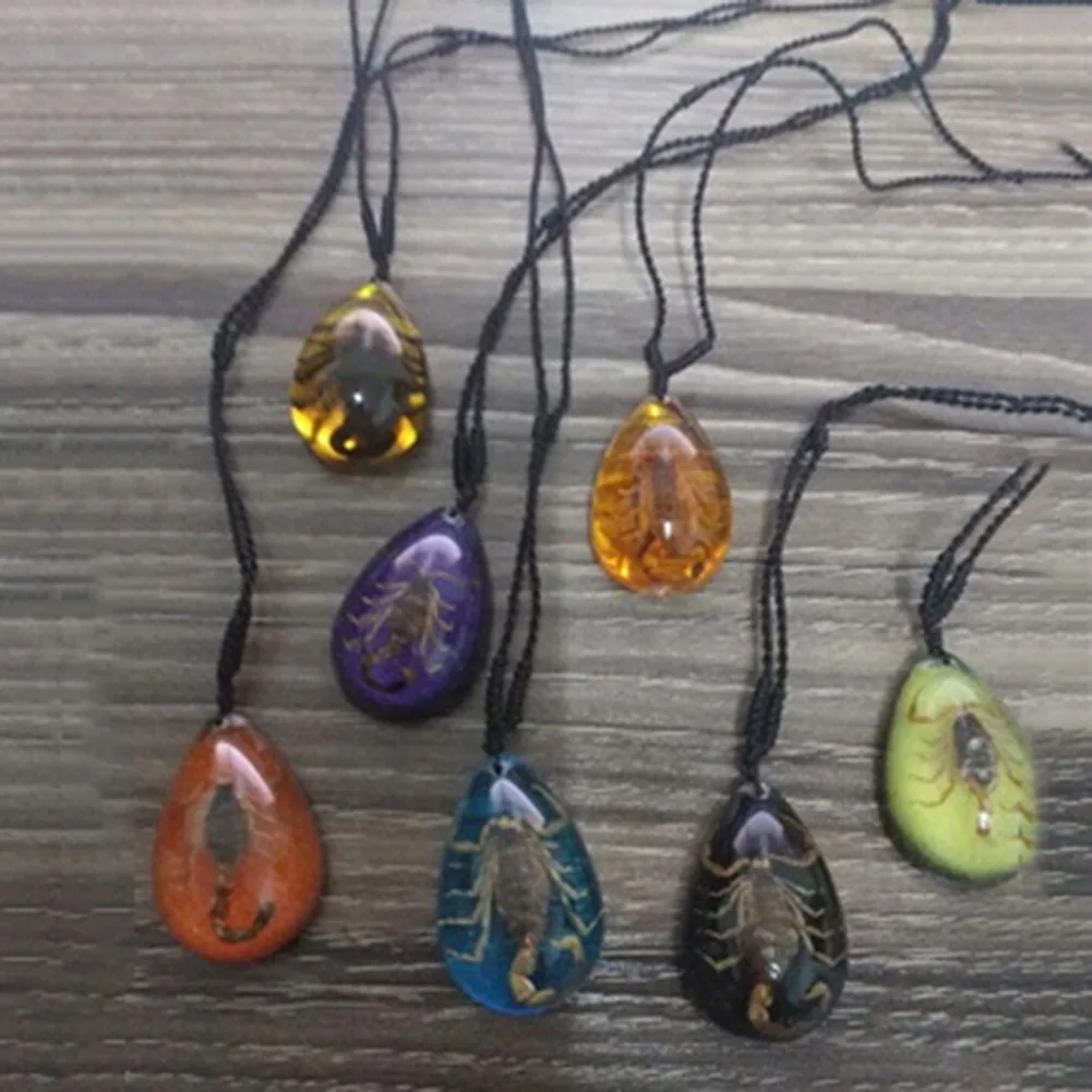 

Insect Necklace Transparent simulated Scorpion Pendant Necklace with Rope adjustable Multi-colors Selectable