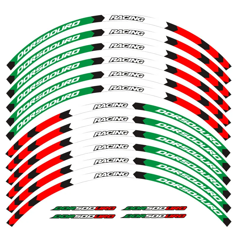 6 стилей край мотоцикла внешний обод наклейки полоса 17 дюймов колесные наклейки для Aprilia DORSODURO 750 завод DORSODURO 1200 ABS - Цвет: A Green white Red
