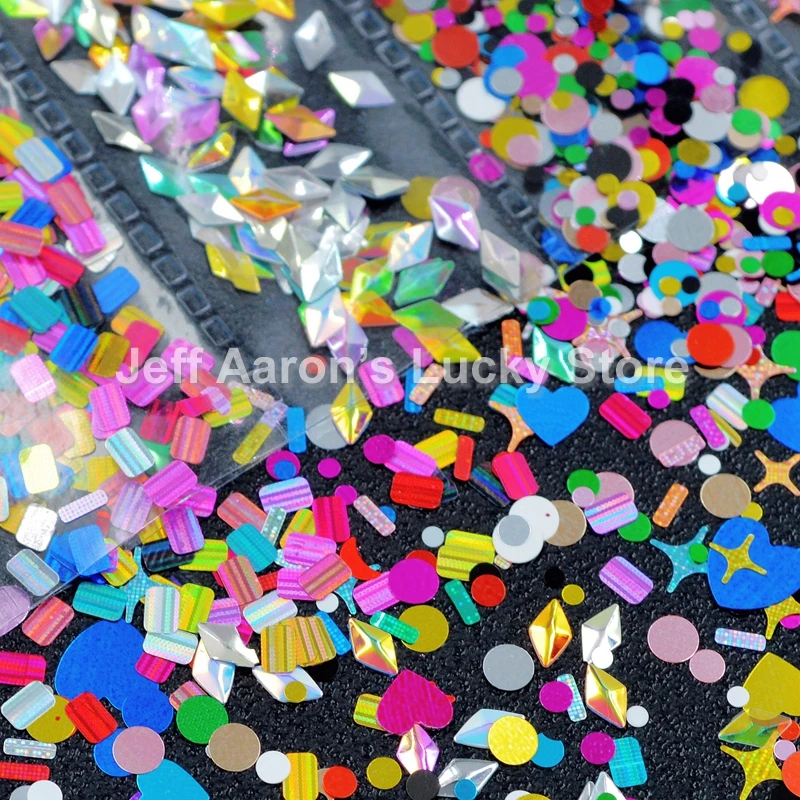 

Mixed style acrylic nail art decorations sequins decals manicure fake nails tips accessoires tool kit 5new arrival
