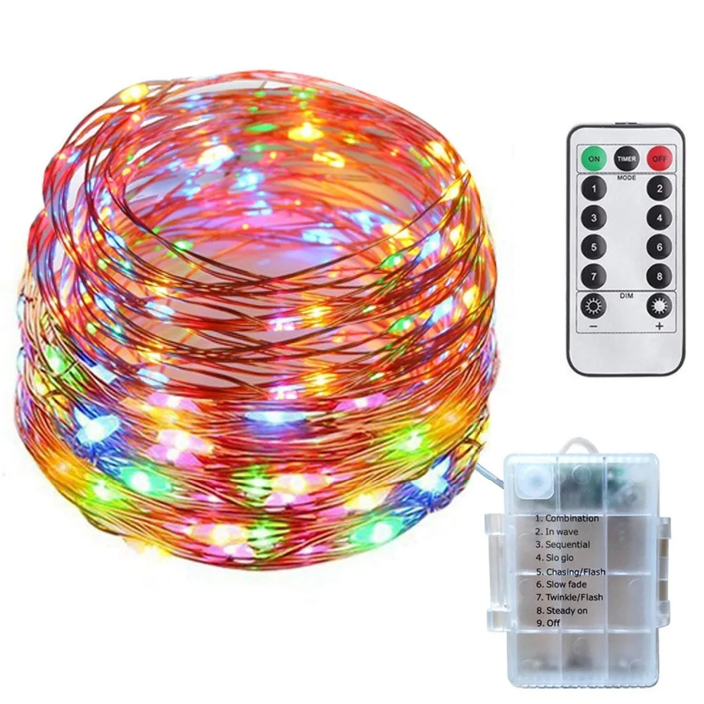 

RAYWAY Fairy String Light Battery Operated Waterproof 8 Modes 5/10M Copper Wire Firefly Lights Remote Control Christmas Decor