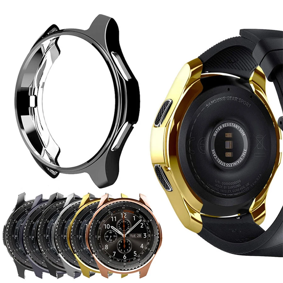 

Plating+TPU Slim Protective Case for Samsung Galaxy Watch 46mm 42mm Frame Silicone Flexible Case For Samsung Galaxy Gear S3 S2