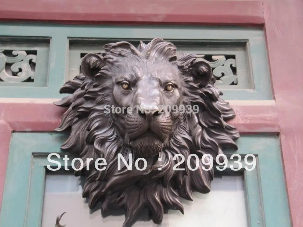 

ABB 00189 West Art pure bronze sculpture carvings fierce beast of prey lion head figurine