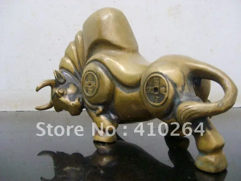 

Tibetan Buddhist bronze OX COW with money statue