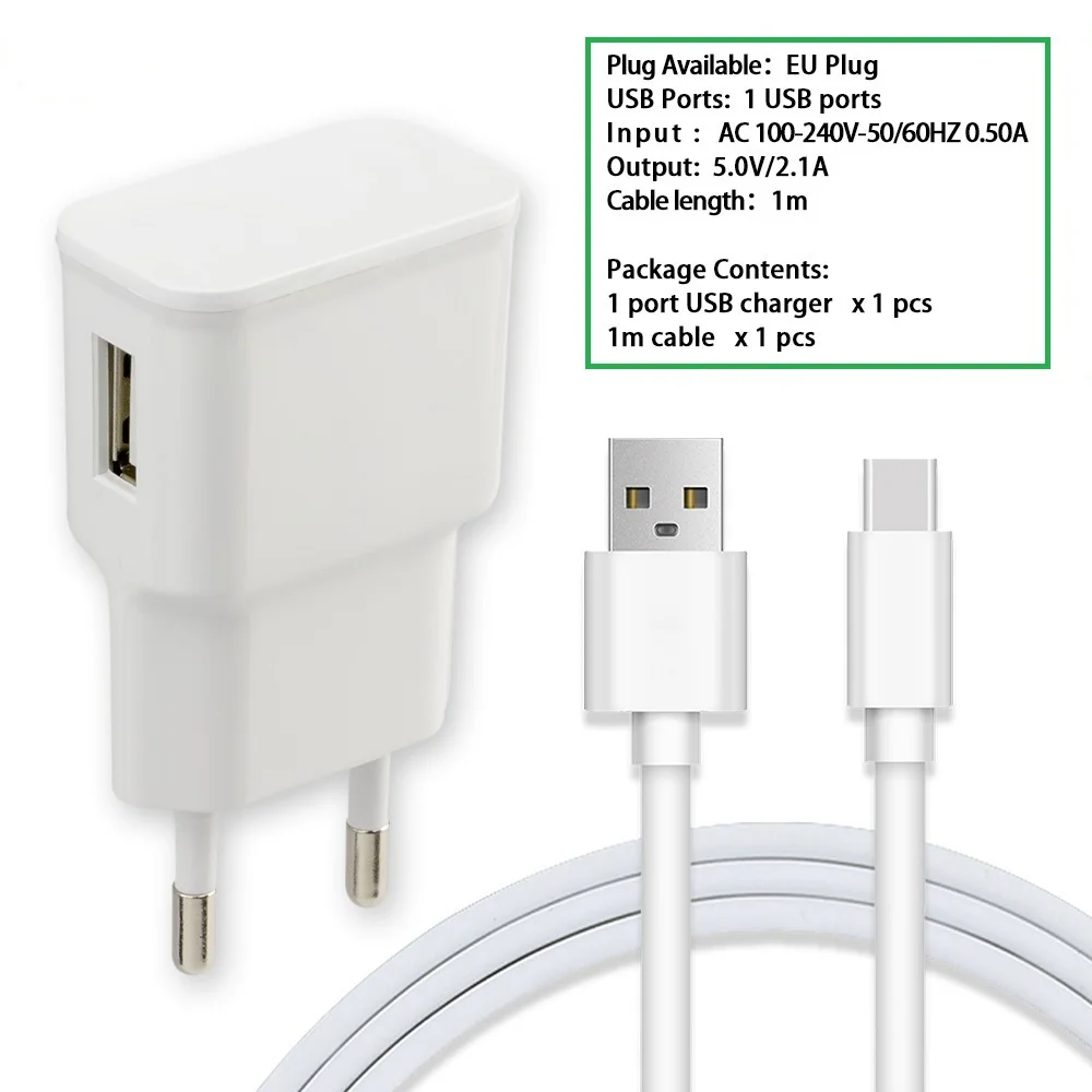 

EU Plug Travel Charger adapter with USB Type-C cable For Huawei P20 P30 nova Mate 20/OPPO R17 Find X/for Xiaomi 8 redmi note7