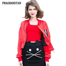 Женская мода весна осень o-образным вырезом короткая красная куртка женская плиссированная мультяшная Печать Полосатый каждодневный свободный оригинальная верхняя одежда Q592