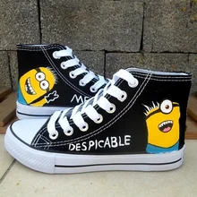 

Hot sales! EU size 35-44 Minions Anime hand painted canvas shoes women autumn fashion casual shoes zapatones