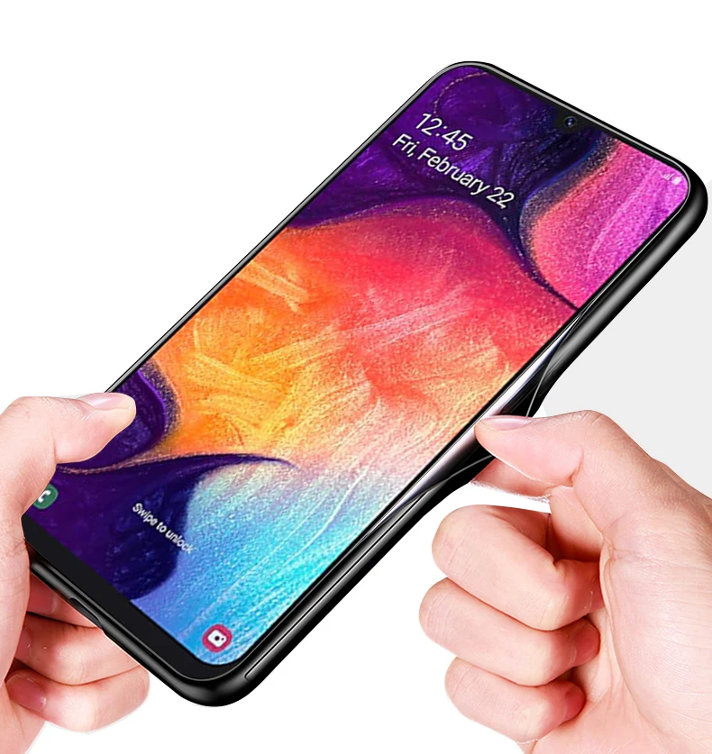 Для samsung Galaxy A50 чехол PC Пластиковый стеклянный чехол для телефона черный ТПУ бампер чехол для samsung Galaxy A50 A 50 A505F A505 чехол