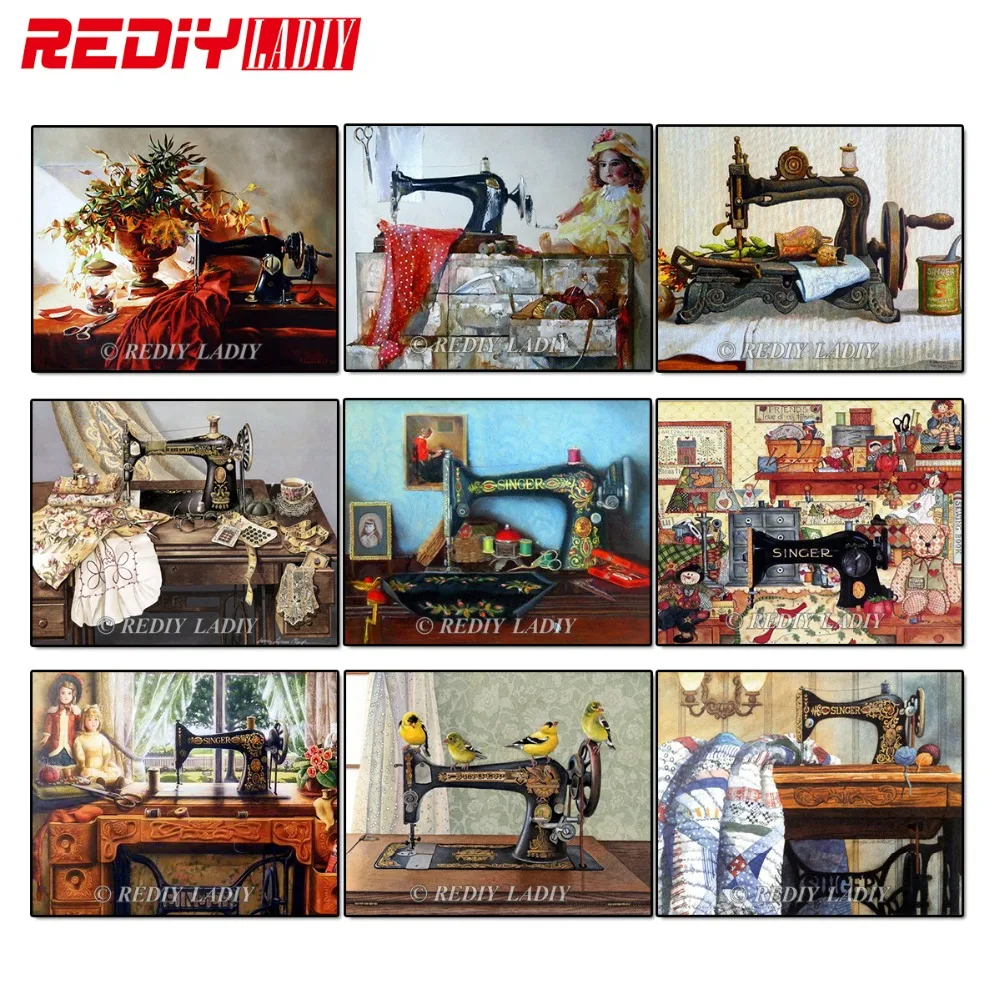 REDIY LADIY Diamond Painting Cross Stitch Sewing Machine Home Decor Embroidery Picture of Rhinestones Full Mosaic Kits | Дом и сад