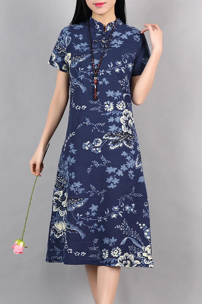 Ретро стиль Китайские Восточные платья модифицированное китайское платье Ципао Современное женское длинное хлопковое платье Ципао китайское платье