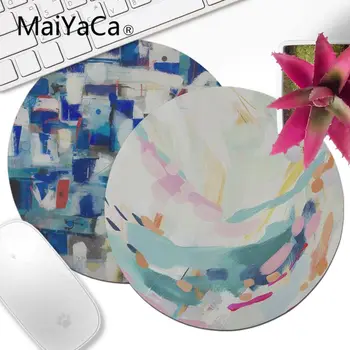 

MaiYaCa Rainbow Pastel Watercolor Moroccan Painting Durable Rubber Mouse Mat Pad 200x200mm 220x220mm Round Mouse Pad