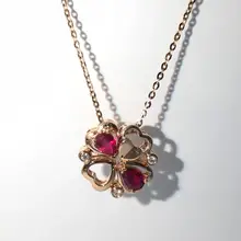 0 359ct 0 025ct 18K Gold Natural Ruby and Pendant Necklace Diamond inlaid 2016 Factory Direct
