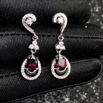 

Uloveido Certified Garnet Stud Earrings Women, 925 Sterling Silver Wedding Jewelry Wedding, 4*6mm Velvet Box Certificate FR155