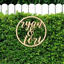 Пользовательский круг деревянная вывеска Свадебная настенная Дверная Цепочка Знак Персонализированные Свадебные украшения Свадебный подарок Декорации для приема