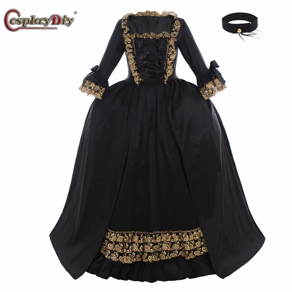 

Cosplaydiy Marie Antoinette Baroque Ball Gown Dress 18th Century Queen Princess Dress Colonial Rococo Belle Black Custom Made