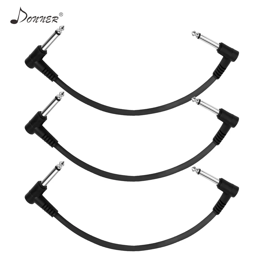 Donner 3 шт. гитарный патч-кабель для педали эффектов 30 см 1/4 дюймов Прямоугольный штекер аудио соединитель прибора кабели аксессуары для гитары
