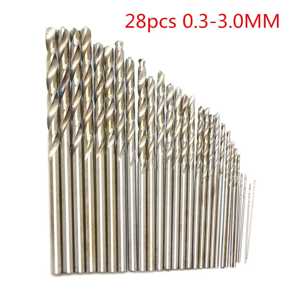 28pc Micro Twist Drill Bits Mini Set HSS Metric Sizes 0.3 3.0mm for PCB