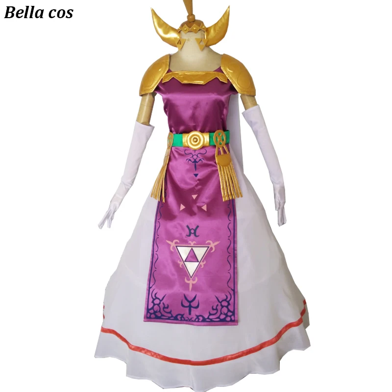 

Custom size The Legend of Zelda "Princess" Zelda cosplay costume purple dress uniform Carnival Halloween dresses Anime clothes