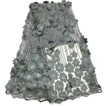 

Latest 3D Beaded Lace Fabric 2019 Fashion African Lace Fabric Tulle French Lace Fabric High Quality Nigerian Fabrics JL533