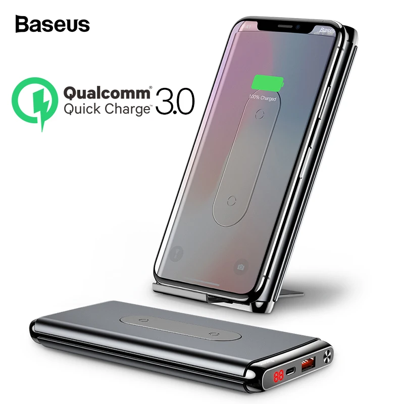 Baseus 10000mah Quick Charge 3.0 Power Bank Qi Wireless Charger Poverbank For iPhone Xiaomi mi USB C PD Fast Charging Powerbank