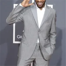 Простой стильный светло-серый мужской костюм с двумя пуговицами из 2 предметов(куртка+ брюки+ галстук), изготовленный на заказ, Мужской Блейзер Trajes De Hombre 288