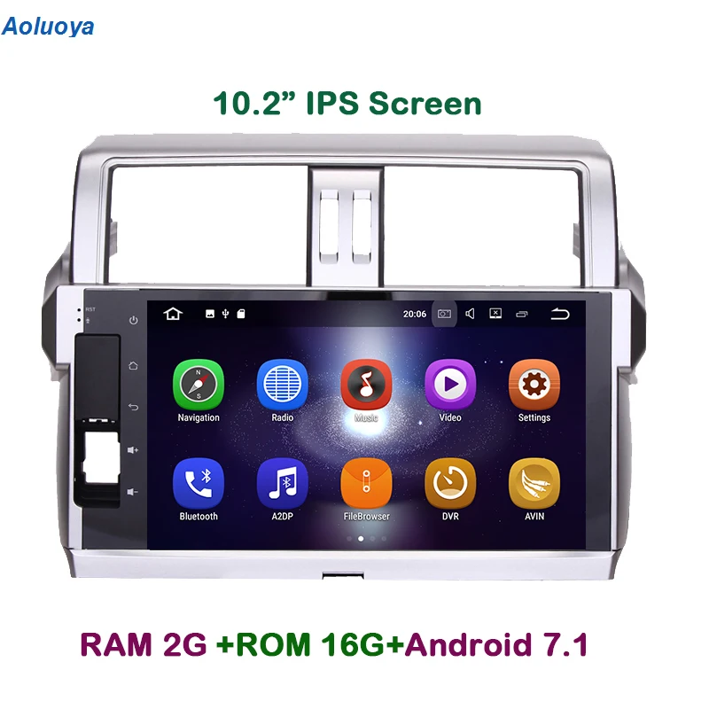 Aoluoya IPS 2 Гб RAM Android 7 1 автомобильный DVD GPS навигационный плеер для Toyota Prado 150 2014 2015 2016
