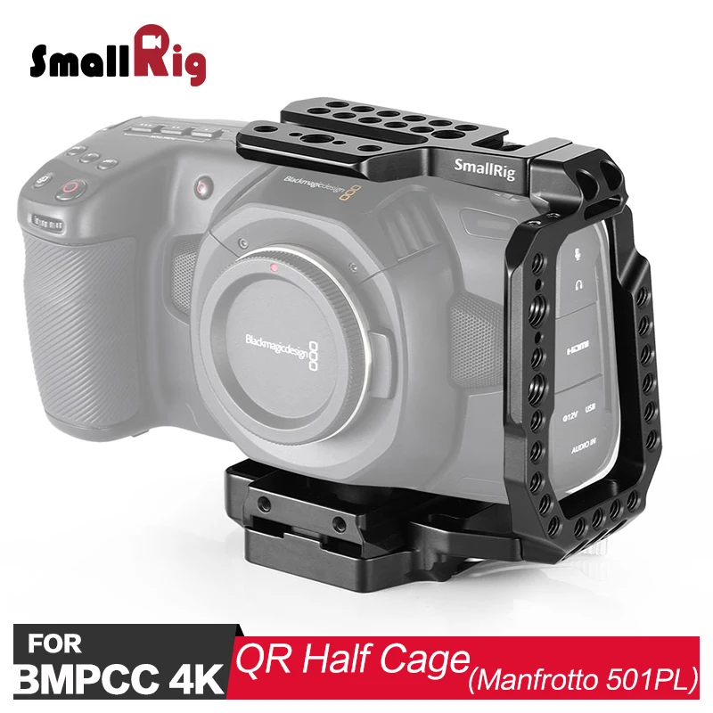 

SmallRig BMPCC 4K Half Cage for Blackmagic Design Pocket Cinema Camera 4K feature with Built-in Manfrotto 501PL plate 2255