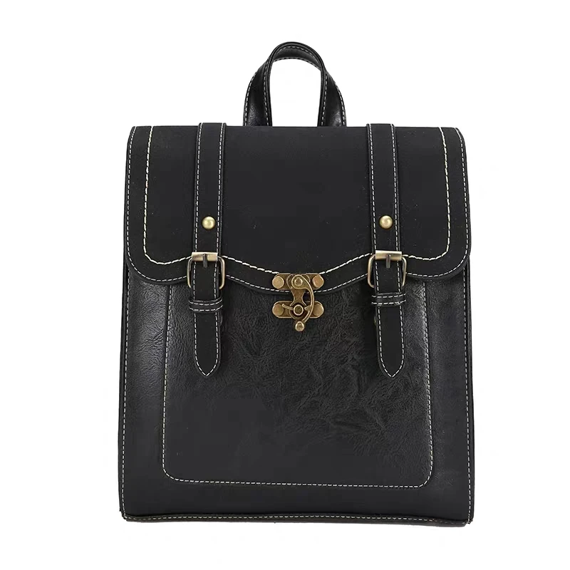 

JULIE Fashion Women backpack retro women's shoulder bag pu Leather backpack suitable for female middle students INS school bag