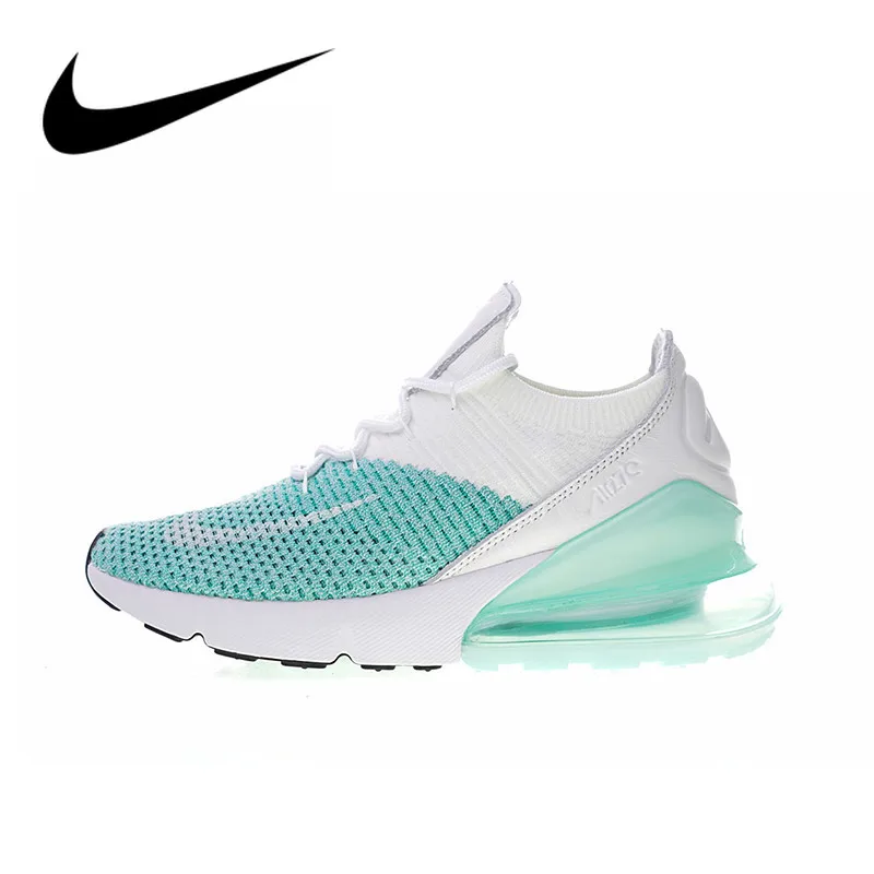 

Original Authentic NIKE AIR MAX 270 FLYKNIT Women's Running Shoes, White & Blue, Non-slip Wear-resistant Lightweight AH6803