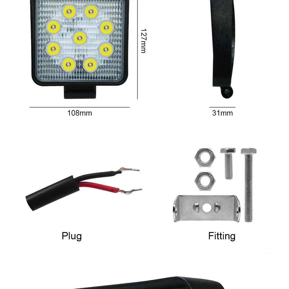 Светильник LS, рабочий светильник 27 Вт, 42 Вт, 48 Вт, Faros, 4x4, аксессуары, внедорожный светодиодный светильник, 12 В, рабочий светильник, внедорожный Барра, светодиодный светильник для УАЗ, джип