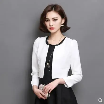 

2019 Spring/Autumn New Slim Short Jacket Women Blazer Solid color Large size Blazer Women Round neck Long sleeve Blazer LJ168