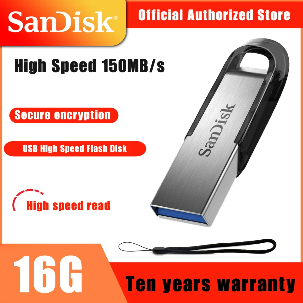 SanDisk USB 3.0 Usb Flash Drive Pen Drive 32GB 64GB 16GB USB Memory Stick High Speed 150MB/s USB3.0 CZ73 Pen Drives cle usb c