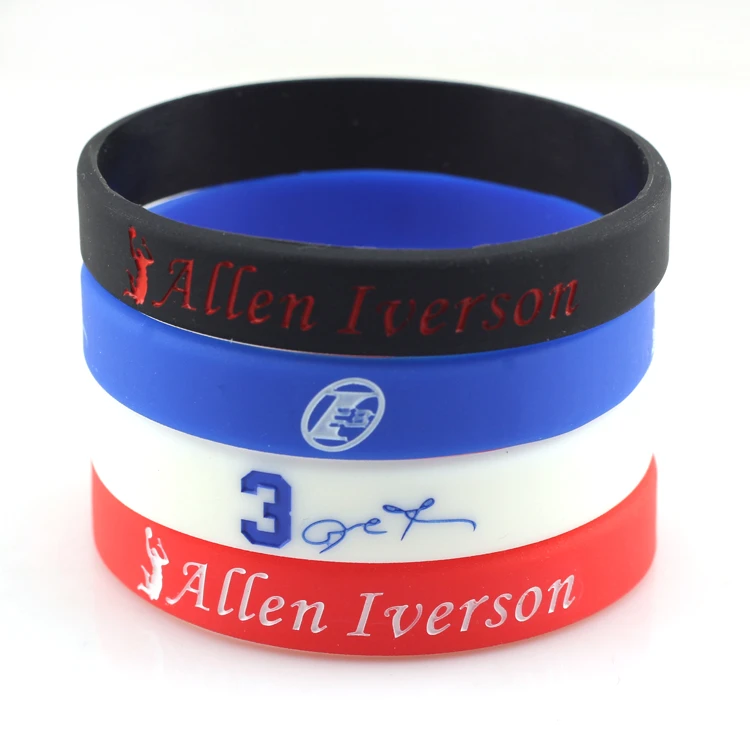 Estrella de baloncesto Allen Iverson pulseras de silicona baloncesto silicona deporte pulsera estrella caliente Jerwerly|bracelet basketball|silicone braceletsilicone sport wristband - AliExpress