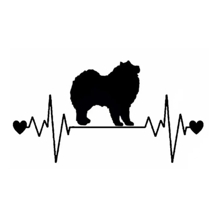 

15.9*8.3CM Cute Samoyed Dog Rescue Heartbeat Lifeline Vinyl Motorcycle Decals Funny Car Stickers for Sudi a6 c7 Subaru wrx Opel