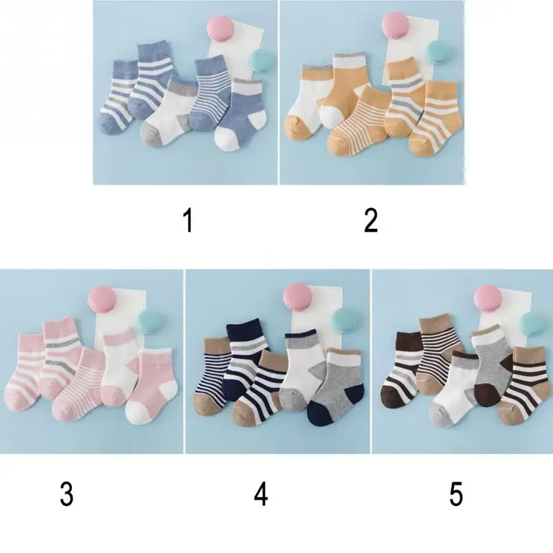 5 пар носков; комплекты для маленьких мальчиков и девочек; сезон осень-зима; хлопковые носки ярких цветов в полоску; Дышащие стильные мягкие носки для малышей