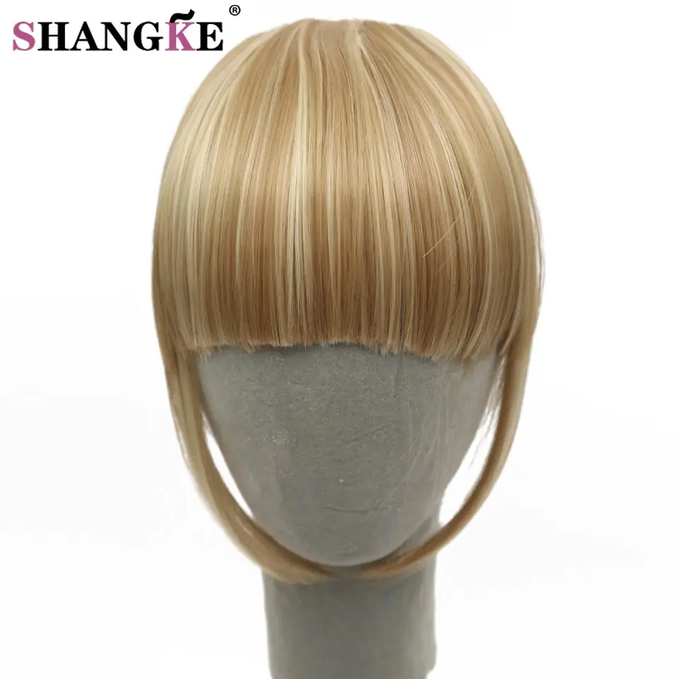 

SHANGKE Fringe Clip In Hair Bangs Hairpiece Clip In Hair Extensions Heat Resistant Synthetic Fake Bangs Hair Piece 8 Colors