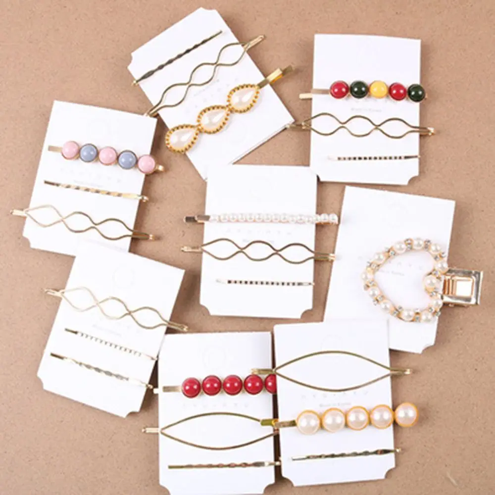

Korean Pearl Hair Accessorie Barrettes Set for Women Elegant Jewelry Hair Pins Geometric Metal Hairgrips Hair Clips For Girls