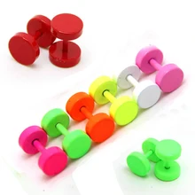 LNRRABC 1 пара круглых титановых сережек для женщин и мужчин, панковская штанга гантели, двухсторонние сережки, унисекс, пирсинг