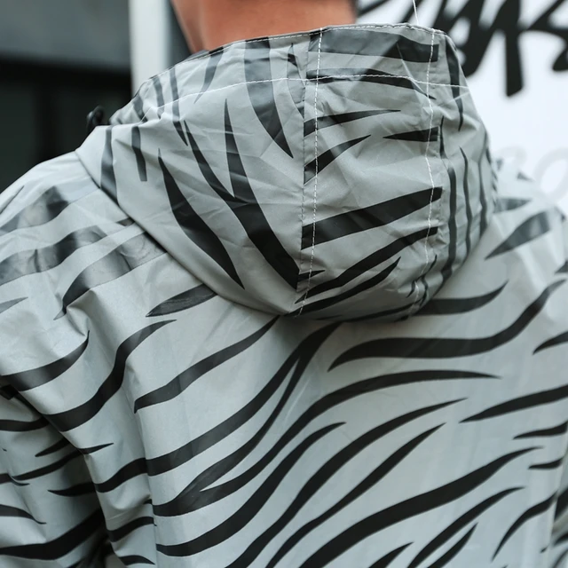 Reflective Zebra Print Windbreaker Jacket 5