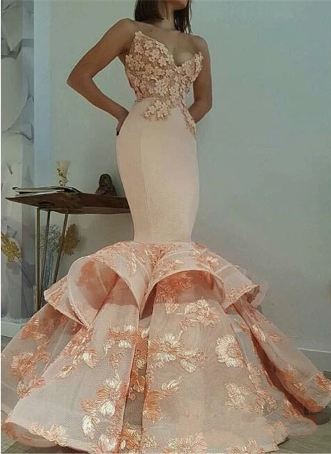 Newest Lace Sweetheart Mermaid Sleeveless Prom Dress 179