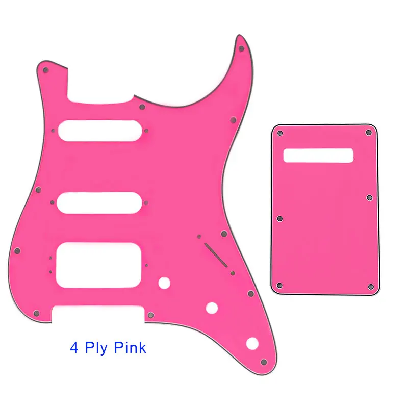Аксессуары для гитары Pleroo, накладки с задней пластиной и 11 винтами для fender Deluxe Stratocaster HSS 6 струн, детали гитары - Цвет: 4 ply pink