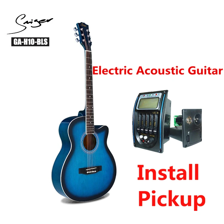 BL-EQ Гитара акустическая электрическая стальная струна 40 дюймов A-Body Guitarra 6 струн поп-фолк Cutaway High Gloss Pickup All Basswood White - Цвет: BL-EQ