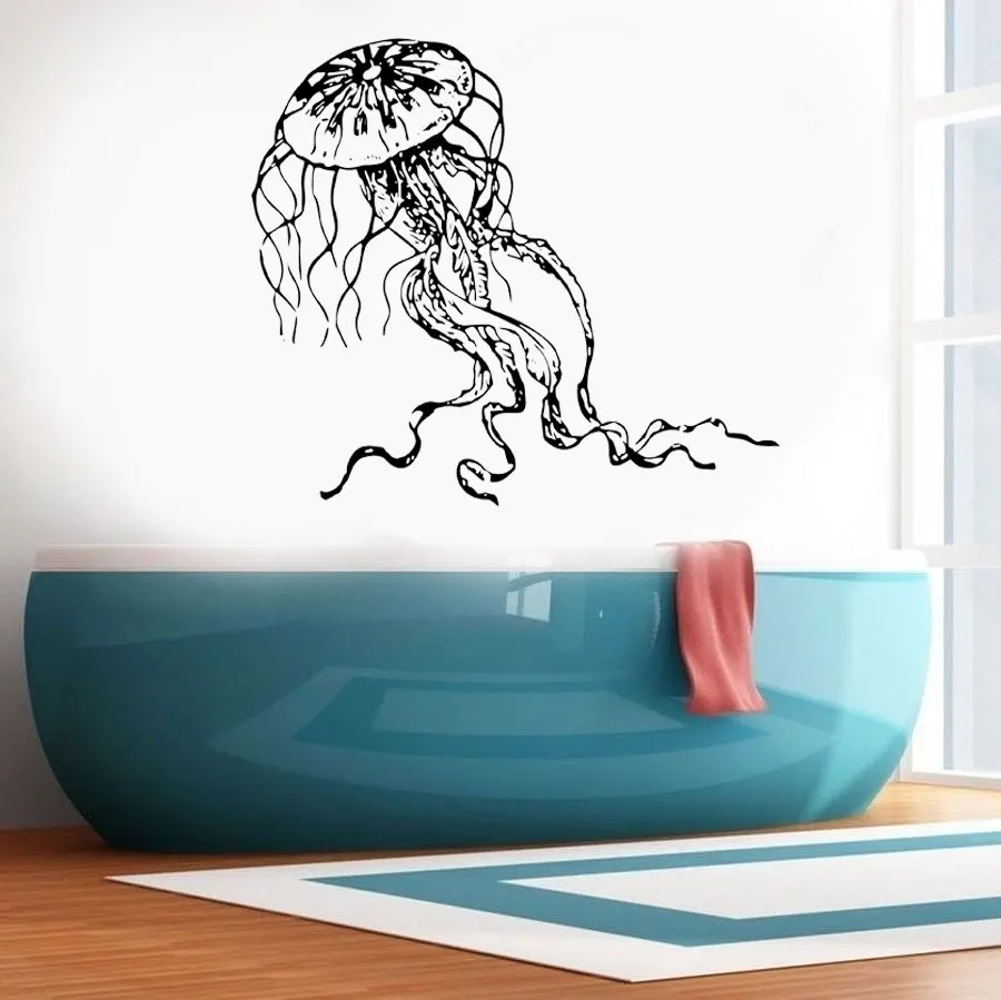 

Ocean Sea Decoration Jellyfish Wall Sticker Vinyl Art Home Decor Bathroom Decals Removable Waterproof Wash Basin Mural 3315