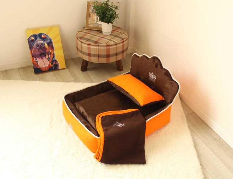 Luxury Noble Princess Dog Bed With Pillow Blanket Washable Pet Bed Cat Bed Mat Sofa Dog House Nest Sleep Cushion Kennel