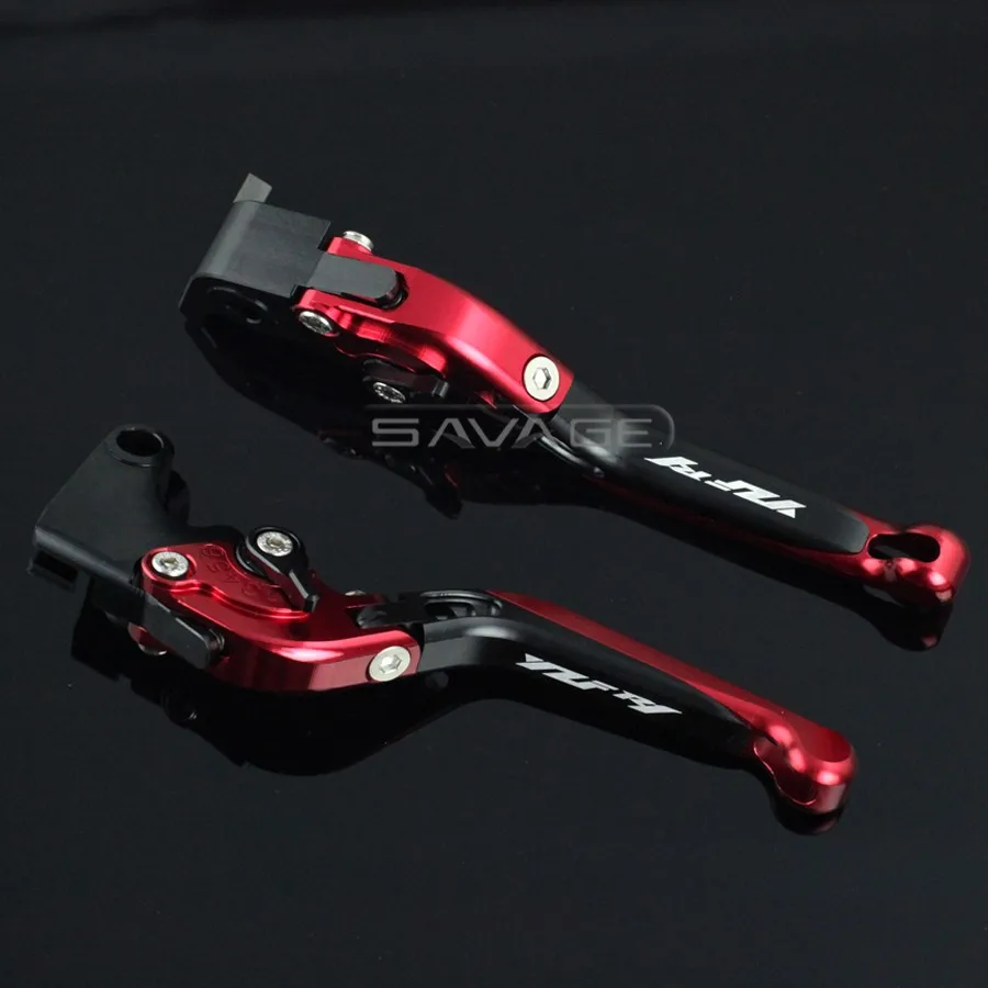 

For YAMAHA YZFR1 YZF-R1 2004-2008 05 06 07 Black+Red Motorcycle Adjustable Folding Extendable Brake Clutch Lever Logo YZF R1