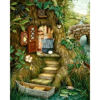 

Full Square/round Diamond 5D DIY Diamond Painting Rabbit house Embroidery Cross Stitch Rhinestone Mosaic Home Decor