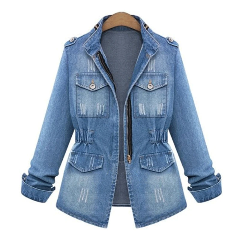 

Women denim jacket Plus Size S- 5XL Basic Coats 2019 Spring Autumn Fashion Female Long sleeve denim Coat Outwear casaco feminino
