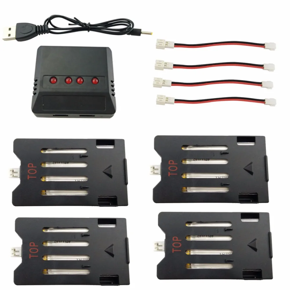 

4PCS 3.7V 600mAh lithium battery with 4-in-1 charger for Heliway 903 903HS HS150 four-axis aircraft lithium battery