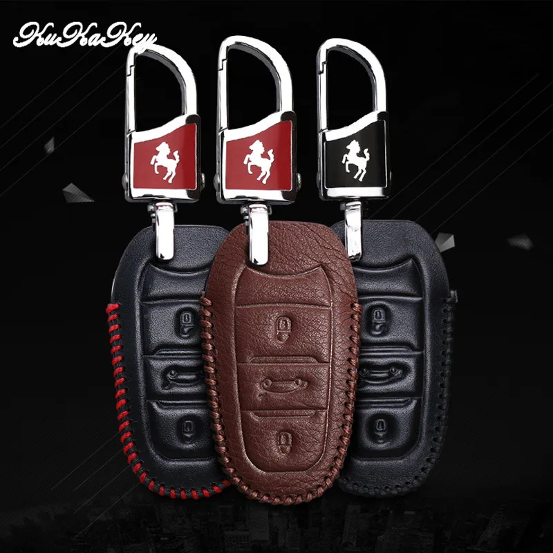 Чехол KUKAKEY для автомобильного ключа Peugeot 308 408 508 2008 3008 4008 5008 из натуральной кожи с