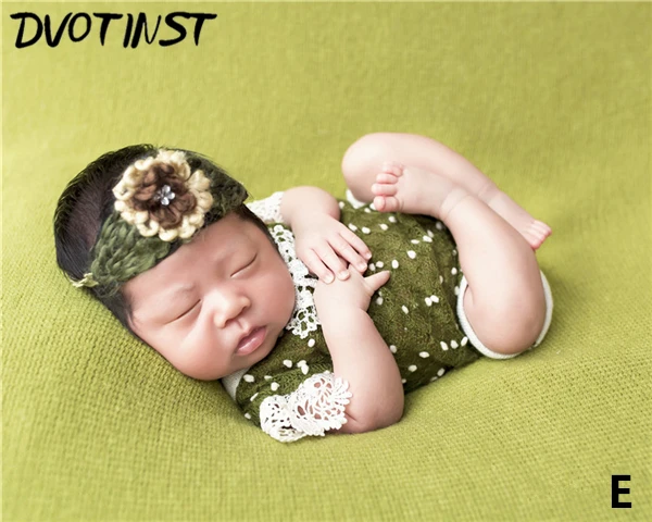 Новорожденный ребенок Фотография реквизит боди+ шляпа 2 шт набор Fotografia аксессуары младенческой студии съемки душа подарок - Цвет: E