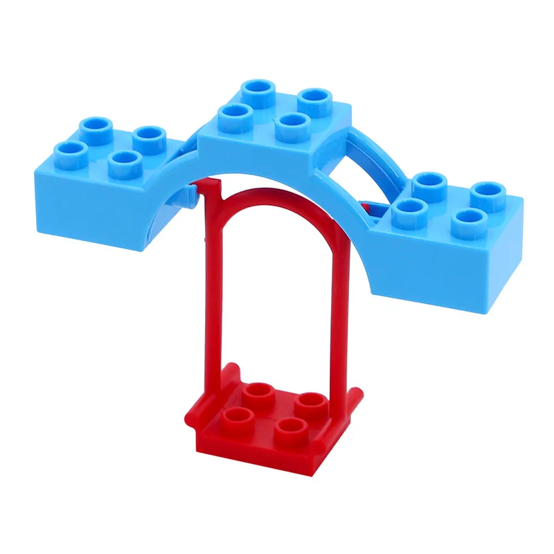 DIY большой размер игрушки для детей слайд качели колесо обозрения Duploe строительные блоки аксессуары мост лестницы части кирпичи - Цвет: LXF-swing-19